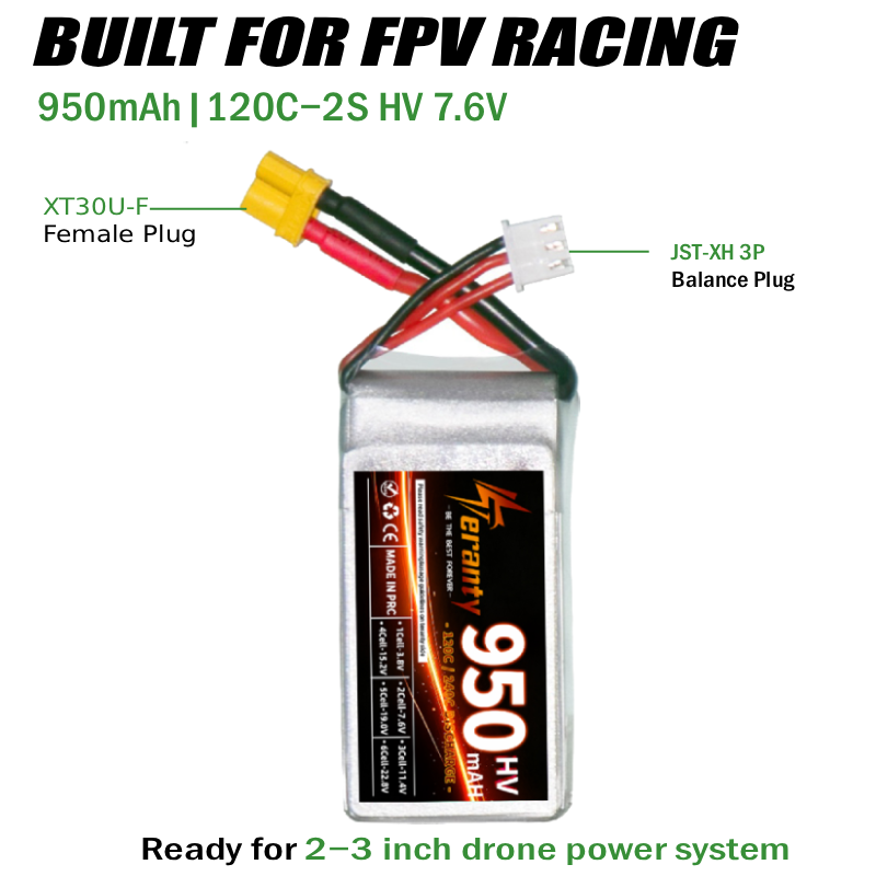 Teranty 2S HV 7.6V 950mAh 120C - Drone Racing Charger ulasan dan harga