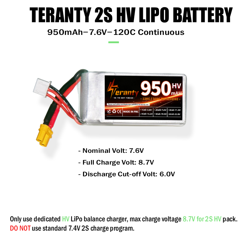 Teranty 2S HV 7.6V 950mAh 120C - Drone Racing Charger ulasan dan harga